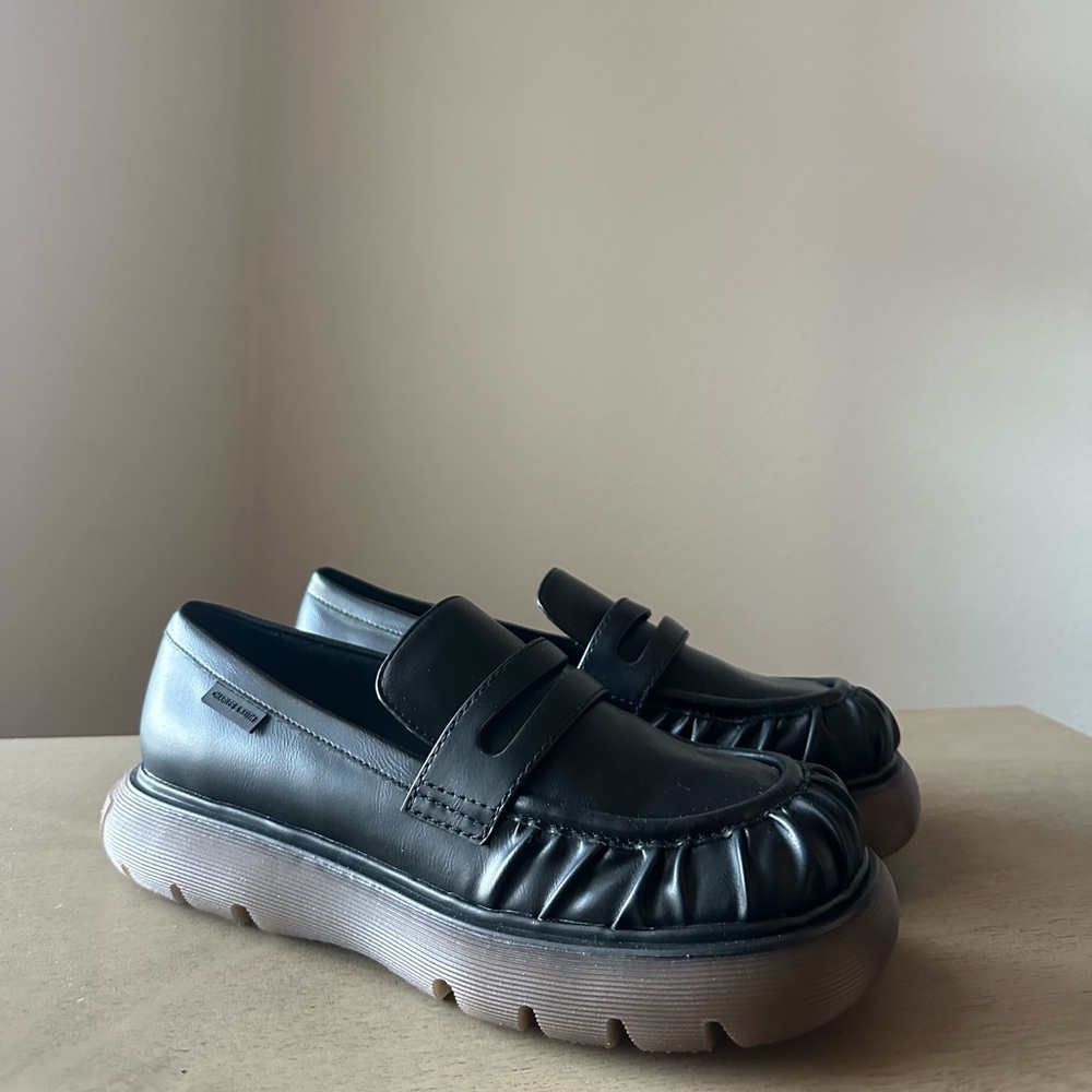 Charles & Keith Black leather loafers with a chunky sole